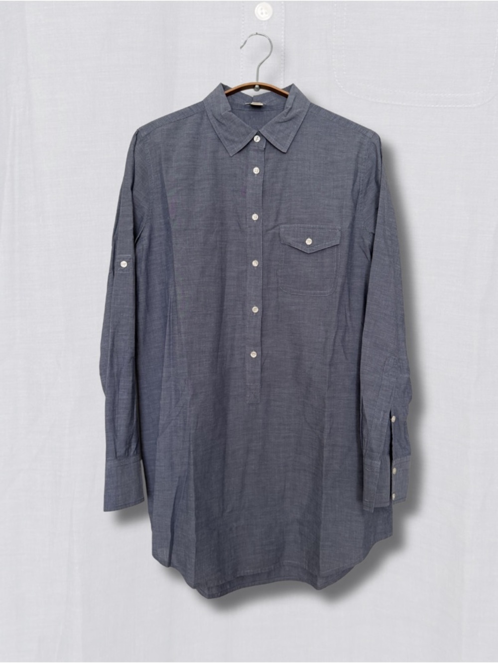 J. Crew Women's Longline Button-Down Shirt - Slate Blue